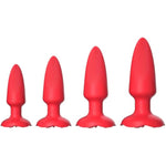 Silicone Anal Plug, Pack Of 4 Butt Plugs Training Set For Beginners Advanced Users, Prostate Sex Toys For Men,Women Couples(Red)