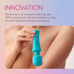 Mini Ultra Wand Vibrator Sex Toy - Travel-Size Silicone Adult Toy With Flexible Head & Internal Vibration Dampener To Prevent Hand Vibrating - 10 Patterns, Boost Mode, 100% Waterproof (Mini, Aqua)