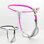 Female Stainless Steel Adjustable Chastity Belt Invisible Panties Device Lockable Underwear Bondage Briefs Bondage Devices Bdsm Adult Sex Toys (Pink, 90-110Cm)