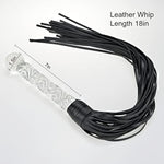Fetish Leather Whip With Glass Pleasure Wand With Ball Tip - Sex Toy For Sm Or Anal Sex/Masturbation