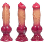 3 Piece Realistic Dog Knot Dildo Set (Small Medium Large) Silicone Thick Wolf Suction Cup Anal Training Set, Fantasy Canine Animal Big Anal Plug Penis, Prostate Massage, Female Male Sex Toy