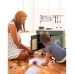 Play Kitchen, Kids Kitchen Playset With Pretend Ice Cube Dispenser For Kids Aged 3+, Wooden Toy Kitchen Of Birthday Gift To Kids, Vintage Green
