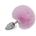 Rabbit Tail Anal Plug?Metal Spiral Buttplug?Anal Sex Toys For Beginners,Plug Anal For Couples?Pink Anal Toys For Dress Up Party (Small Pink)