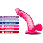 B Yours Sweet N' Hard 8-6 1/2 Inch Soft Realistic Feel Stimulating Curved Dildo - Suction Cup Harness Compatible Easy To Clean Female Male Adult Toys - Sex Toy For Couples - Pink