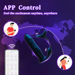 App Thrusting Anal Stimulator With Vibrating Cock Ring, Stretchable Prostate Massager With 6 * 6 * 6 Modes, 3 In 1 Realistic Dildo Anal Vibrator, Adult Sex Toys For Men And Couples, Black
