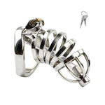Male Chastity Device Chastity Cage With Silicone Catheter Sex Toys Metal Cock Cage With Concealed Lock For Men'S Penis Bondage Breathable Curved Stainless Steel Penis Cage (1.77In)