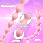 Anal Beads, Silicone Flexible Anal Chain Butt Plug With 7 Gradual Balls And Pull Loop Prostate Massager G-Spot Stimulator Anal Training Sex Toy For Beginner 8.23 Inch, Pink