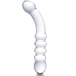 8.5 Inch Glass Double-Ended Dildo, Thin Curved Cute Transparent Double-Headed Clear Dildo, Crystal Anal Plug Beads, G-Spot Stimulation Prostate Massager, Pleasure Toy For Men, Women, And Couples