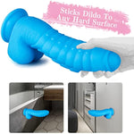 8.5Inch Realistic Dildo Soft Liquid Silicone Material No Any Smell Adult Sex Toys Thick Penis Strong Suction Cup For Hand-Free(Blue)