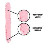 Doc Johnson Crystal Jellies - Jr. Double Dong - 12" - Double Sided Dildo - Pink