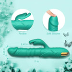 Thrusting Rabbit Vibrators Adult Toys G Spot Clitoral Vibrator For Women, 3 Powerful Thrusting & 10 Vibrating Modes Waterproof Silicone Rechargeable Dildo Vibrator, Rose Sex Toys For Women