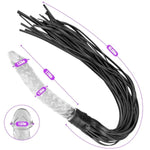 Bdsm Whip With Glass Dildos Leather Flogger Bondage Restraints Realistic Dildo Handle Whips Fetish Sex Toys For Women Men And Couples