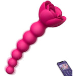 Vibrating Anal Beads Butt Plug App Remote Control Anal Vibrator With 9 Vibration Anal Sex Toys For Women Couple Use (Rose Red)
