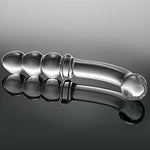 Anal Beads, Glass Bent Pleasure Wand Double-Ended Butt Plug G-Spot Stimulation Dildo For Men Women (Clear)