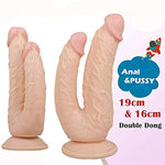 Realistic Dildo Double Head Dildo With Strong Suction Cup Base Big Cock Curved Shaft Dual Layer Dicks For Pussy Vagina Anal Stimulator Female Masturbator Adult Sex Toys For Lesbian Gay Couples
