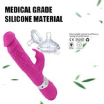 Silicone Vibrator For Women Realistic Rabbit Vibrator With 10 Powerful Vibration Modes G-Spot Stimulation Clitoral Massager Waterproof Rechargeable Vibrating Huge Dildo Adult Sex Toy For Couple(Red)