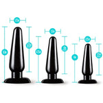 Anal Adventures Basic Plug Kit Set Of 3 Butt Plugs, Sex Toy For Men, Sex Toy For Women, Black