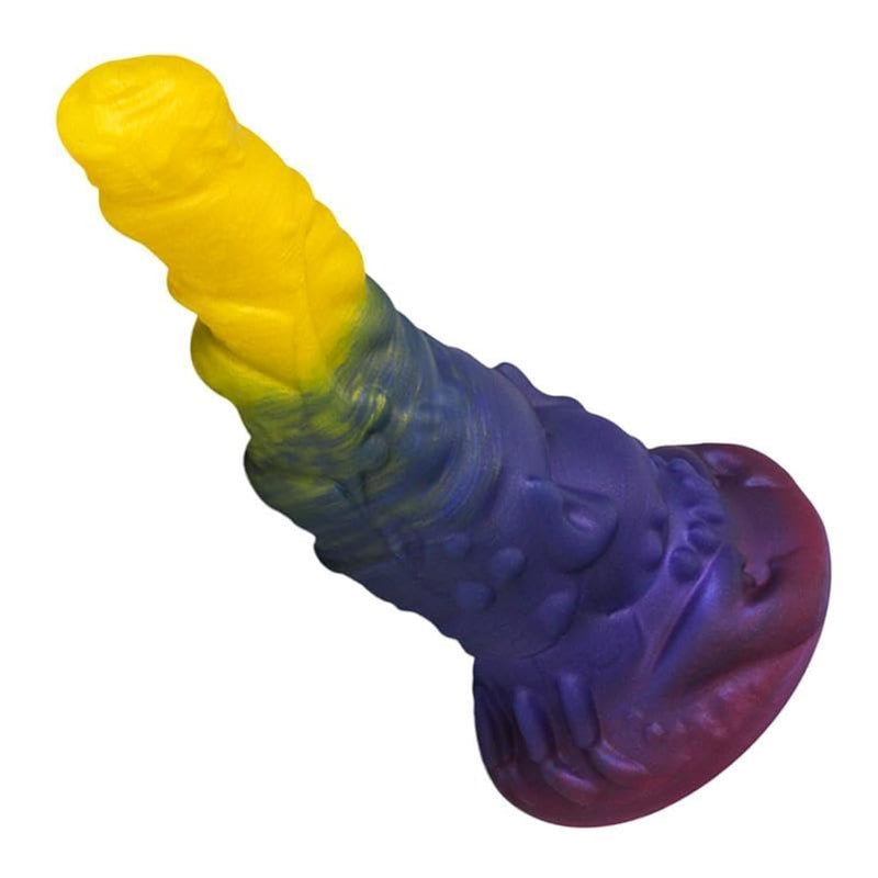7.67In Fantasy Dragon Dildo - Long, Curved Monster Cock With Suction Cup For Anal And Prostate Play, Blue And Yellow Huge Horse And Dog-Inspired Dildo For Hands-Free Pleasure(S)