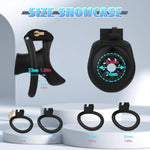 Inverted Chastity Cage For Men Lightweight Breathable Resin Cock Cage With 4 Size Rings Secure Locking Chastity Devices Penis Cage For Male Bondage & Restriction Neutral Packaging (Black)