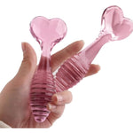 Pink Heart-Striped Glass Anal Plug, Crystal Glass Anal Plug,Anal Trainer, Crystal Butt Plug,Anal Expander Training Sex Toys Anal Masturbation Plug For Men Women Gay And Couples