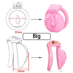 Nylon 3D Printed Lightweight Pink Cage Male Chastity Devices Lock 4 Rings Virginity For Sissy Men (Big)