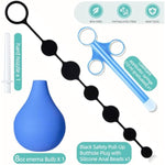 Anal Plug Pull Beads - 100% Silicone, Gradual Size Increase, Safety Pull Ring - Easy To Clean Anal Toys, Anal Beads, Adult Sex Toys Massager With Lubricant Syringe, Enema Balls For Couples And Couples