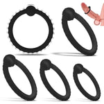 Silicone Cock Ring Penis O Ring With Massage Ball And Patterns For Male Penis Erection Extension Long Lasting Firmness Enlarger Powerful Adult Toys (Black)