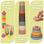 Montessoriii Toys For 1 Year Old,Baby Toys 6-12 Months,Stacking Building Blocks & Soft Infant Teething & Matching Eggs For Toddlers 6-9-12 Months,Baby Boys&Girls Gifts(7 In 1)