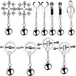 Stainless Steel Adjustable Metal Nipple Clamps for Women - Non-Piercing Large Nipple Clips with Gravity Ball Pendant