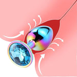 Anal Plugs Stainless Steel Anal Sex Toys Butt Plug Jeweled Prostate Massager Training Anal Trainer Butt Toys For Sex Beginner Men Women Couples Lover (Blue)