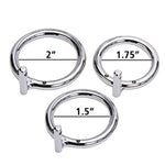 Metal Penis Annulus Cage Padlock - Chrome Plated Stainless Steel Chastity Device Cock Cage For Men Fits Most Of Size Adult Male Sex Toy (1.5" Base Ring, Silver)