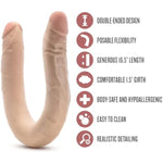 Dr. Skin Plus - 16.5 Inch Double Dong - Extra Long Double-Ended Dildo With A Realistic Posable Shaft - X5 Plus, Superior Tpe - 100% Body-Safe & Phthalate Free - Adult Sex Toy - Beige