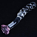 8" Glass Dildo,Rose Anal Beads Butt Plug,Crystal Glass Beads Anal Plug, Prostate Massager G Spot Stimulation Pleasure Stick, Anal Trainer Adult Sex Toys And Games For Men And Women Couples