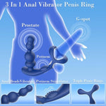Rotating Vibrating Anal Prostate Vibrator - 4 In 1 Remote Control Anal Beads Butt Plug Dildo With Double Penis Rings & 3 Rotation 10 Vibration Modes, Silicone P-Spot Massager Adult Sex Toys For Men