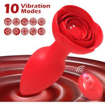 Rose Anal Vibrator Couples Sex Toys, Vibrating Butt Plug With 10 Vibration Modes, Sexual Stimulation Device With App Remote Control, Adult Sex Toys & Games For Woman Men, Red