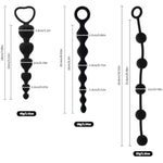 Silicone Anal Beads, 3Pcs Butt Plugs With Pull-Ring Anal Training Set For Beginners Advanced Users Sex Toys For Women, Men And Beginners - Black