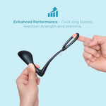 Ringer Sleek Tapered Cock Ring And Butt Plug - Silicone Anal Plug For A-Spot, G-Spot, And P-Spot Stimulation, Anal Toys For Adults (Ringer, Black)