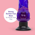 Triple Tickler Vibrating Dildo - 5.5 Inch Realistic Dildo - Twist Base With Suction Cup - Curved G-Spot Vibrator For Women - Adult Sex Toy - Waterproof - Purple