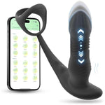 Pp-Controlled Prostate Massager And Penis Ring - Black Silicone Butt Plug Vibrator For Solo Play And Long-Distance Partner