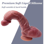 8.6" Curved Realistic Dildo For 3Xlr Sex Machine Liquid Silicone Dildo G-Spot Orgasm Big Dick Wand Lifelike Penis For Vagina & Anal Play(Brown)