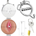 Chastity Device Lock Fake Vagina Penis Cage With Silicone Tube & Belt Stainless Steel Fake Chastity Cock Cage Sissy Chastity Device Lock Adult Sex Toys For Male (50Mm,Arc)
