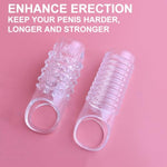 Penis Rings Cock Sleeve For Men,Silicone Cock Rings 2Pcs Stretchy Textured Studded Stretchy,Erection Enhancing Enhance Men Enlarger For Go-Long Stamina (Transparent)