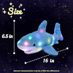 Led Plush Shark Lighting Up Stuffed Animal Floppy Night Lights Glow In The Dark Birthday Festival For Kids Toddler Girls, Blue, 16''