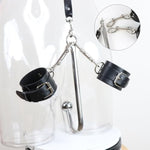 Anal Hook Bdsm Bondage Set With Adjustable Handcuffs & Collar Leather Restraints Kit With Towing Chain Anal Plug Sex Toy For Adults Erotic Slave Games Foreplay