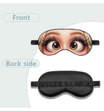 Blonde Hair Cartoon Big Eyes Satin Sleep Mask with Long Lashes & Yellow Iris, Soft Funny Travel Blindfold for Naps, Cute Anime Eye Cover Gift, Blonde Hair & Yellow Eyes