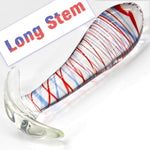 Glass Anal Plug Butt Plug Dilator With Curved Based Tapered Anal Prostate Massager Sex Toy With Long Stem & Stripe Decoration For Men Women Masturbation