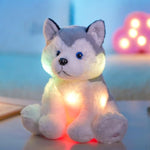 12'' Gray Light Up Husky Stuffed Animal Dog Floppy Led Plush Toy Puppy Night Lights Glow Pillow Birthday Festival For Kids Toddler Girls