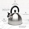 Stewart Whistling Stovetop Tea Kettle Food Grade Stainless Steel, Hot Water Fast to Boil, Cool Touch Folding, 1.5-Quart, Brushed with Black Handle