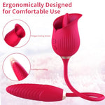 Rose Tulip Telescopic G Spot Vibrator for Women - 3 Speeds, 7 Frequencies, Tongue Licking and Massaging Sex Toy