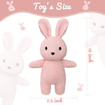 Cute Knitted Bunny Stuffed Animals, Baby Crochet Stuffed Animal And Soft Cotton Toys. 12 Inch Rabbit Plush Toy, Cute Small Animal Dolls, Soft Toys For Babies, Boys And Girls Birthday Christmas Easter